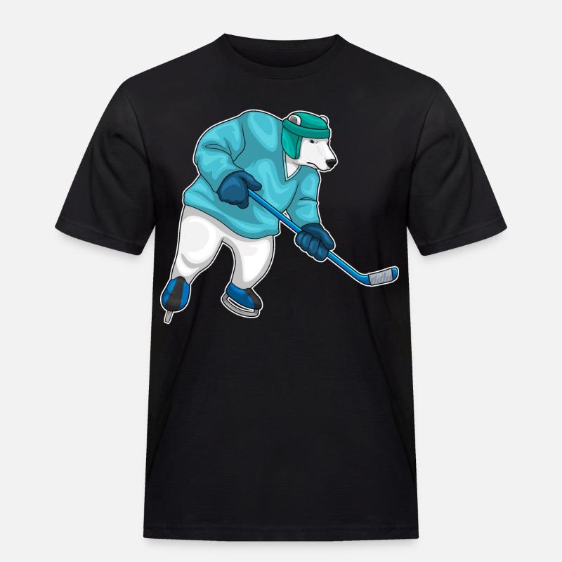 Eisbär Eishockey Eishockeyschläger - Männer Workwear T-Shirt - Schwarz