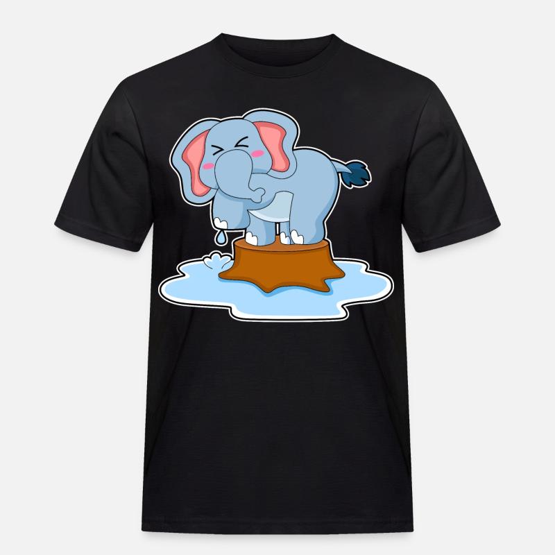Elefant Wasser - Männer Workwear T-Shirt - Schwarz