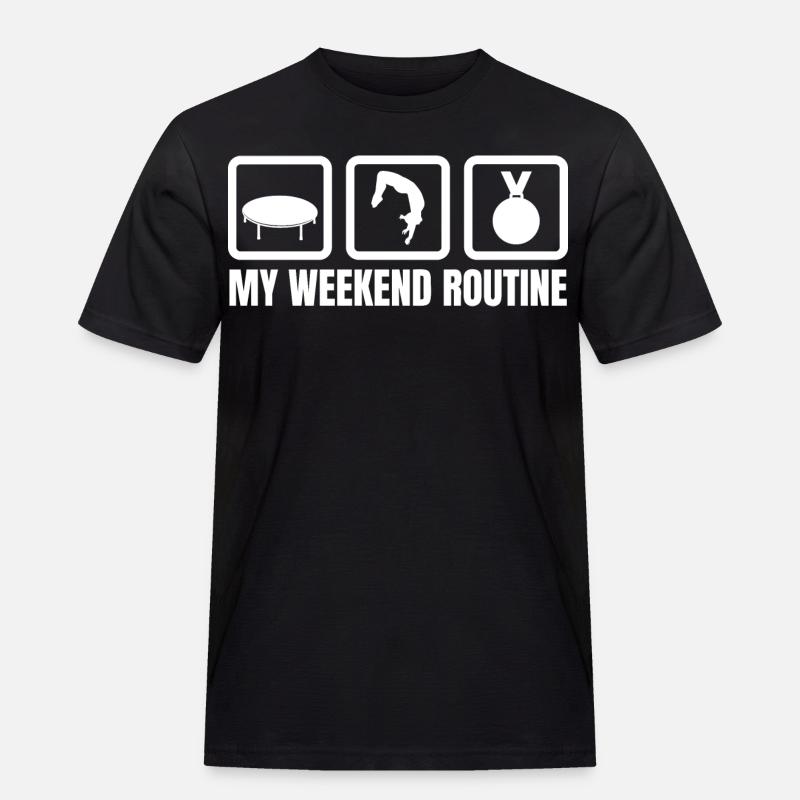 Trampolin Wochenendroutine - Männer Workwear T-Shirt - Schwarz