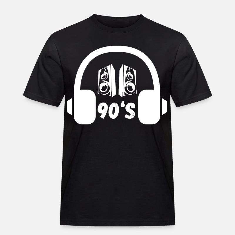 90er Kopfhörer Retro - Männer Workwear T-Shirt - Schwarz