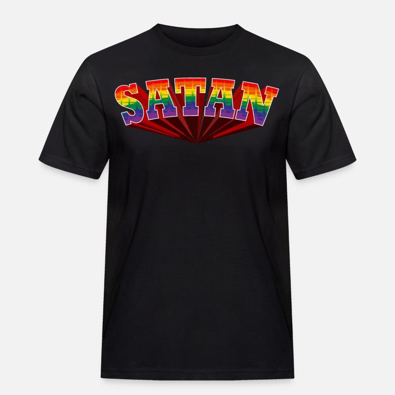 Satan Regenbogen Text - Männer Workwear T-Shirt - Schwarz