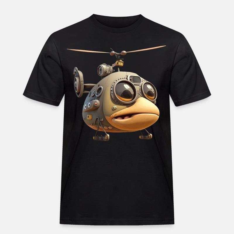 Comic Hubschrauber - Männer Workwear T-Shirt - Schwarz