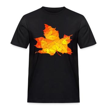 Polygonal Autumn Maple Tree Leaf Poly Art - Men's Workwear T-Shirt - black - Front - AI Model Male 178 light (178cm)