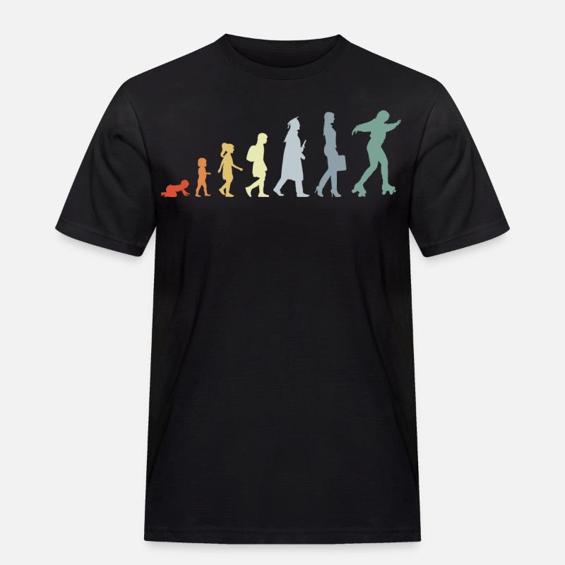 Roller Skater Evolution - Männer Workwear T-Shirt - Schwarz