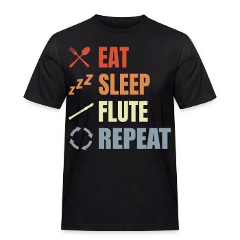 Essen Schlafen Flöte Wiederholen - Männer Workwear T-Shirt - Schwarz - Vorne - AI Model Male 178 light (178cm)