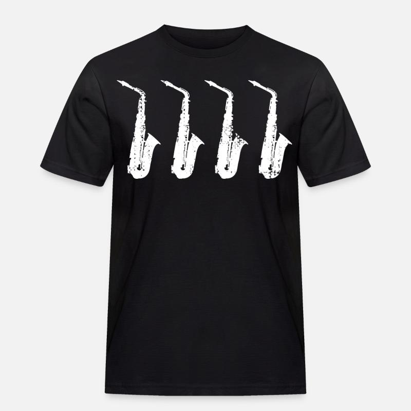 Retro Saxophon Modelle - Männer Workwear T-Shirt - Schwarz