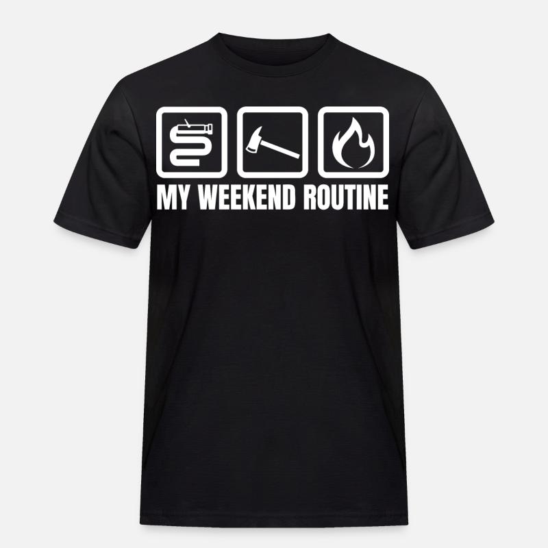 Wochenendroutine Feuerwehr - Männer Workwear T-Shirt - Schwarz