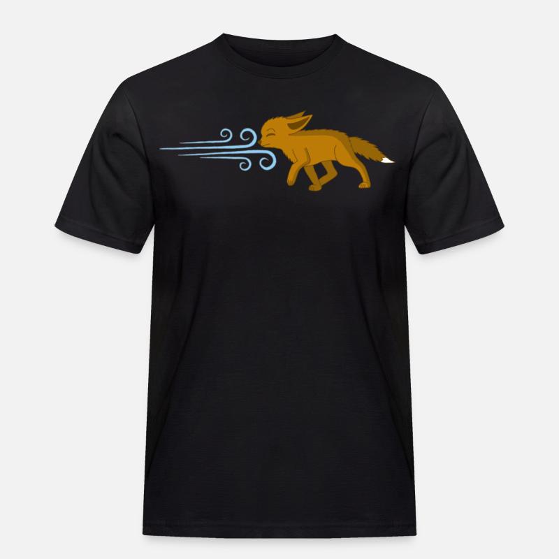 Der Fuchs und der Wind - Männer Workwear T-Shirt - Schwarz