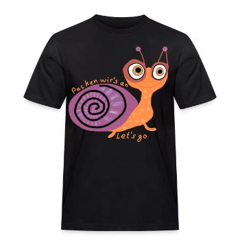 Schnecke mit Spruch - Männer Workwear T-Shirt - Schwarz - Vorne - AI Model Male 178 light (178cm)