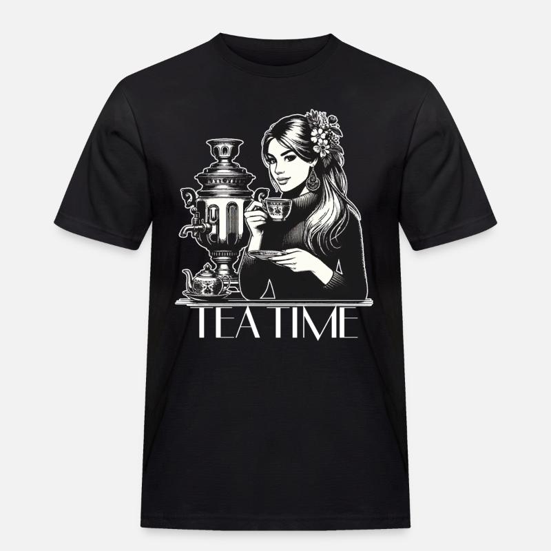 Samowar Teezeit Frau Geschenk - Männer Workwear T-Shirt - Schwarz