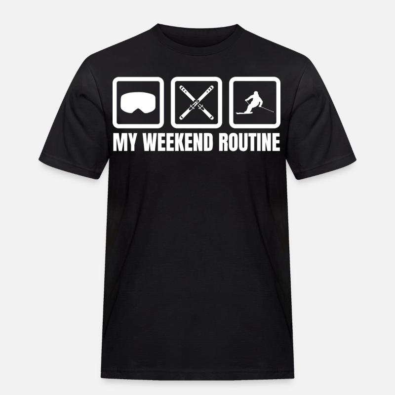 Meine Wochenendroutine - Männer Workwear T-Shirt - Schwarz