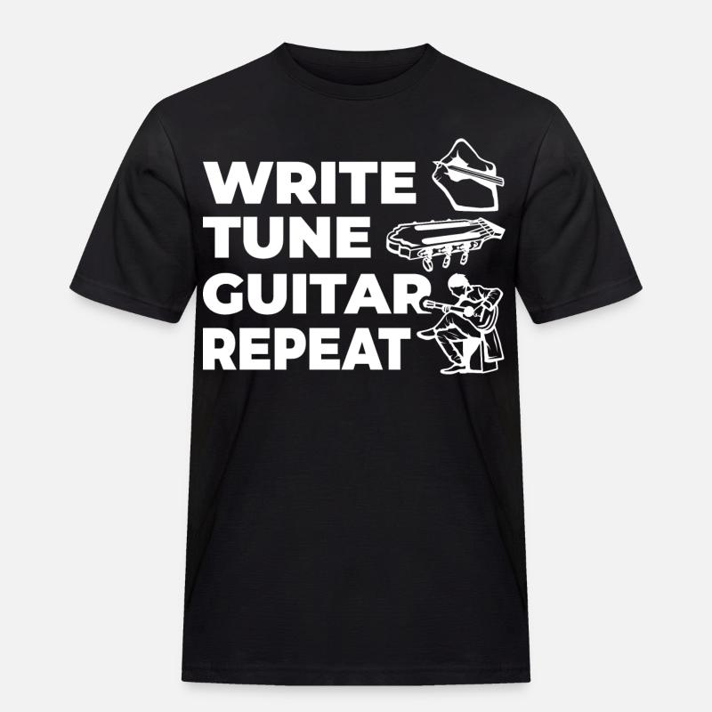 Write Tune Guitar Repeat - Männer Workwear T-Shirt - Schwarz