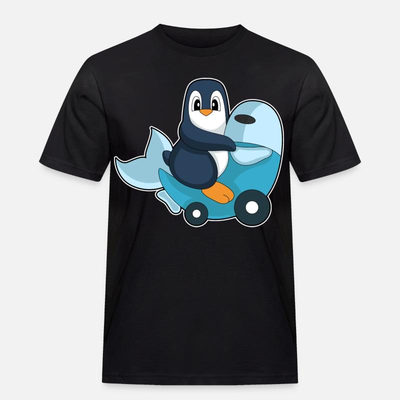 Pinguin Fisch Motorroller - Männer Workwear T-Shirt - Schwarz