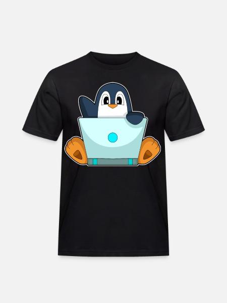 Penguin Laptop - Men's Workwear T-Shirt - black