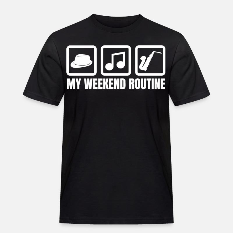 Meine Wochenendroutine - Männer Workwear T-Shirt - Schwarz