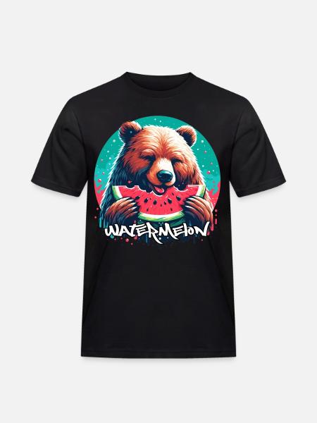 Watermelon Bear Yummy Gift - Men's Workwear T-Shirt - black