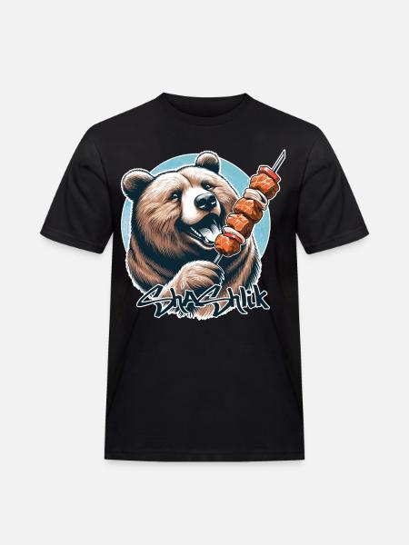 Shashlik Meat Skewer Bear Gift - Men's Workwear T-Shirt - black