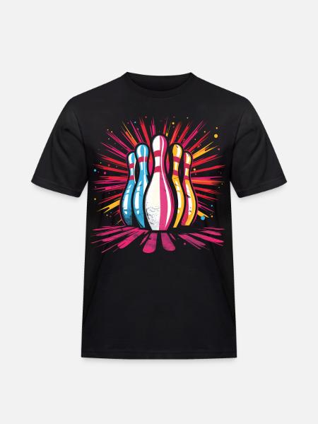 Bowling Cartoon Stil - Männer Workwear T-Shirt - Schwarz