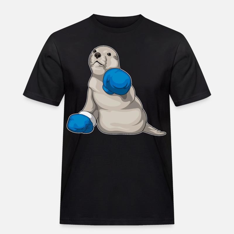 Seehund Boxer Boxhandschuhe Boxen - Männer Workwear T-Shirt - Schwarz
