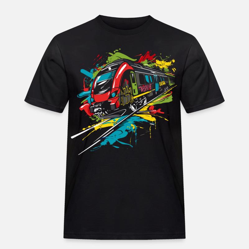 Graffiti Eisenbahn - Männer Workwear T-Shirt - Schwarz