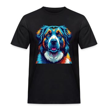Central Asian Shepherd Dog Breed Cartoon Kawaii - Men's Workwear T-Shirt - black - Front - AI Model Male 178 light (178cm)