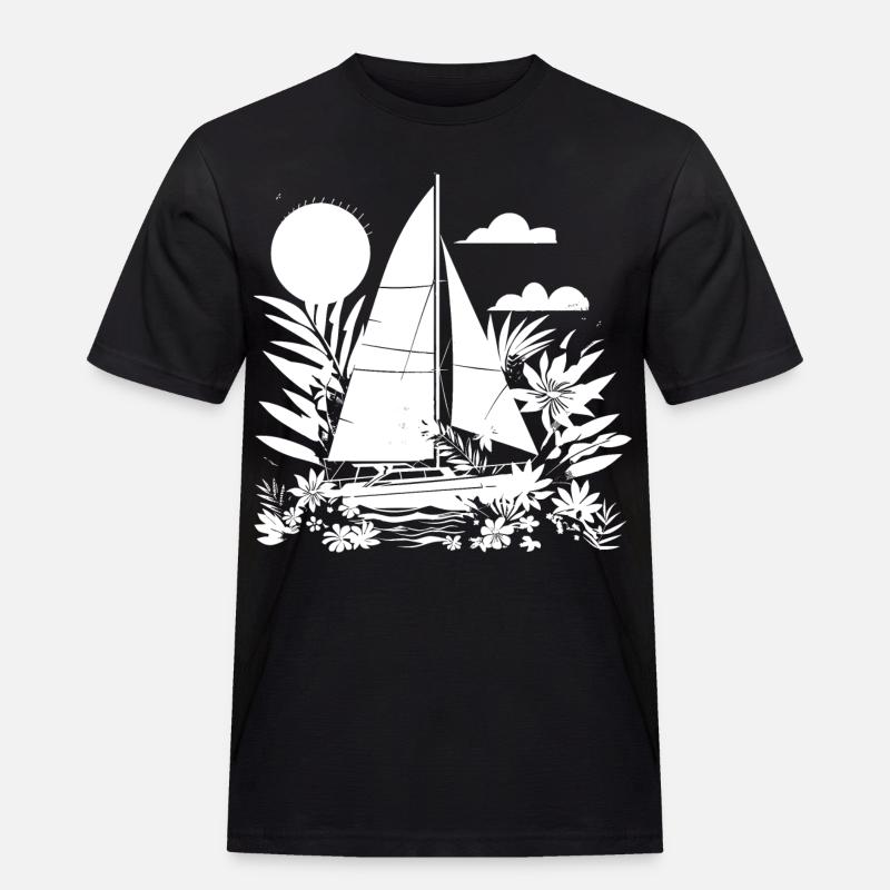 Segeln Comic Look - Männer Workwear T-Shirt - Schwarz