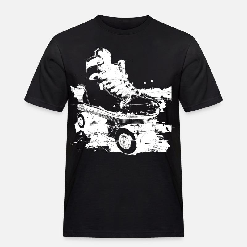 Rollerskates Grafik - Männer Workwear T-Shirt - Schwarz