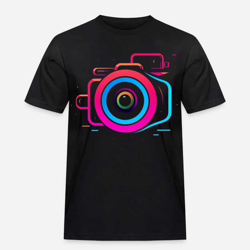 Kamera Synthwave Stil - Männer Workwear T-Shirt - Schwarz