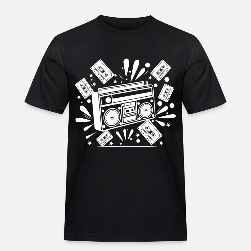 Ghettoblaster, Musik, Nostalgie - Männer Workwear T-Shirt - Schwarz