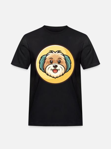 Havanese Dog Breed Colorful Cartoon Kawaii Clipart - Men's Workwear T-Shirt - black