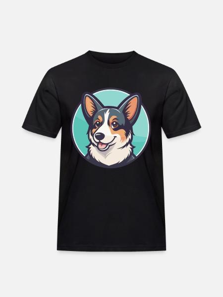 Cur Dog Breed Cartoon Kawaii Clipart Illustration - Men's Workwear T-Shirt - black