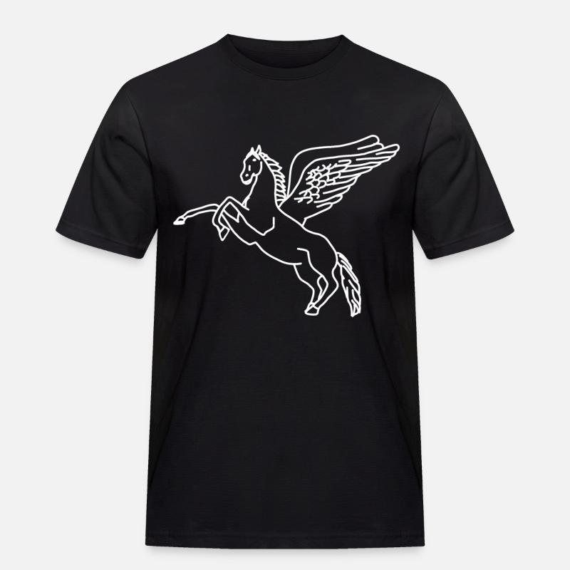 Pegasus lineart - Männer Workwear T-Shirt - Schwarz