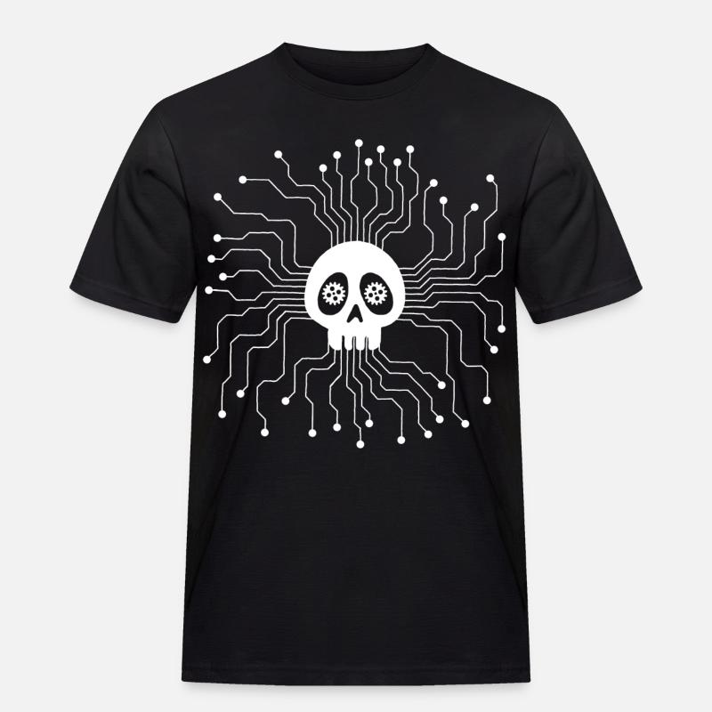 White Microprocessor Skull - Men's Workwear T-Shirt - black
