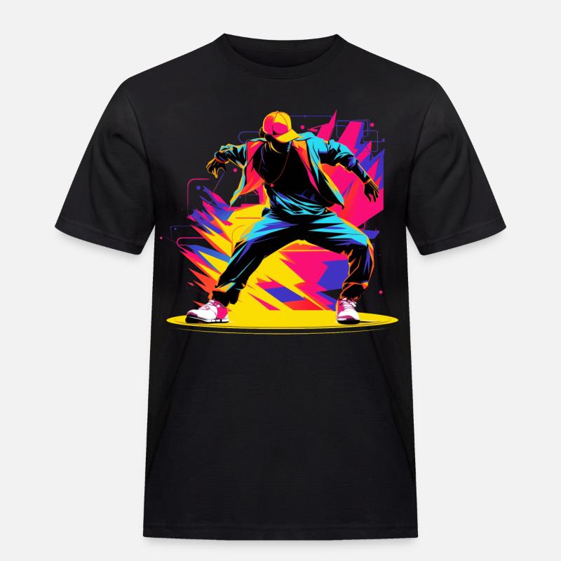90er Farben Breakdancer - Männer Workwear T-Shirt - Schwarz