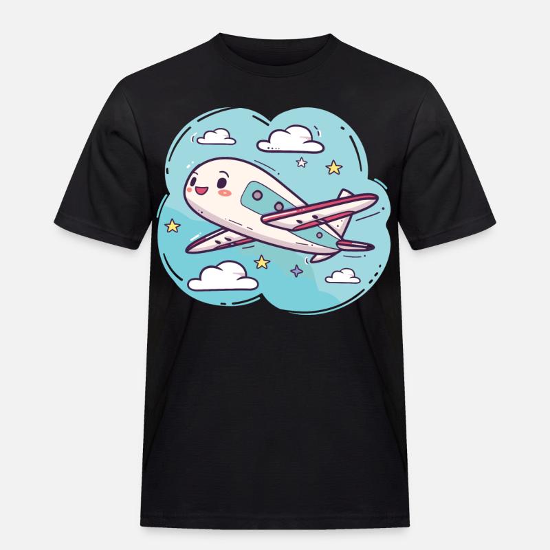 Flugzeug Comic Look - Männer Workwear T-Shirt - Schwarz