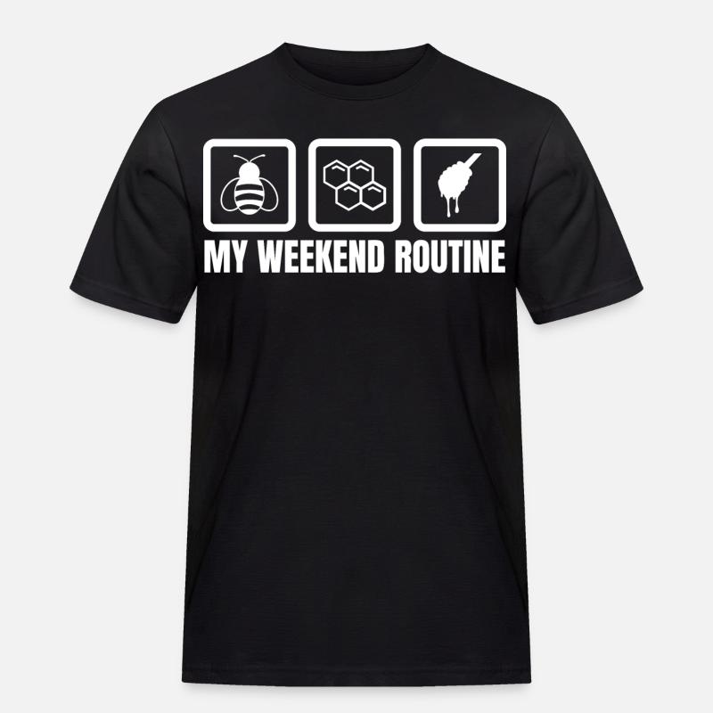 Meine Wochenendroutine - Männer Workwear T-Shirt - Schwarz