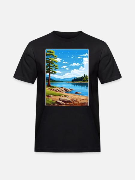 Big Bear Lake California Travel Poster Souvenir - Men's Workwear T-Shirt - black