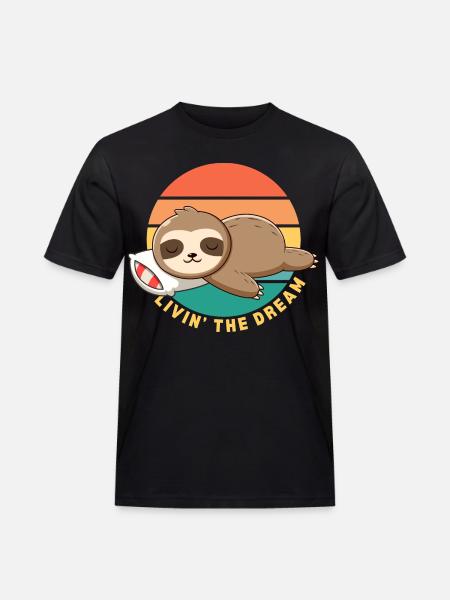 Funny Happy Lazy Sleeping Sloth Livin' the Dream - Men's Workwear T-Shirt - black