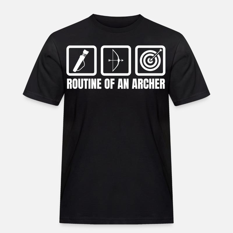 Routine eines Bogenschützen - Männer Workwear T-Shirt - Schwarz
