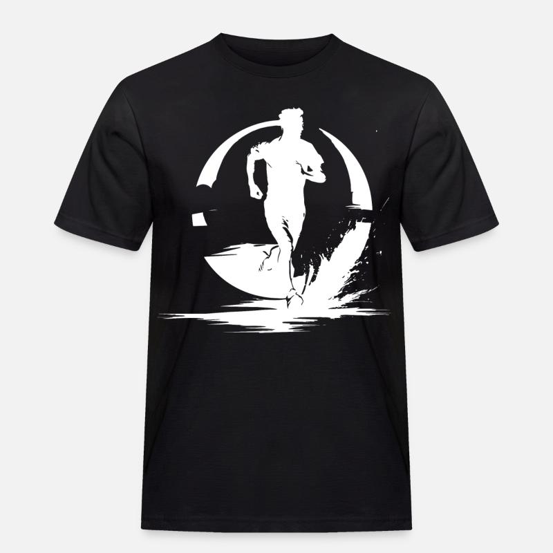 Marathon Junge Zeichnung - Männer Workwear T-Shirt - Schwarz
