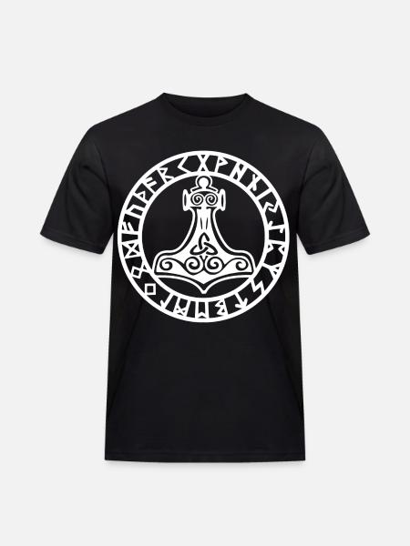 Weißer Wikingerhammer - Männer Workwear T-Shirt - Schwarz