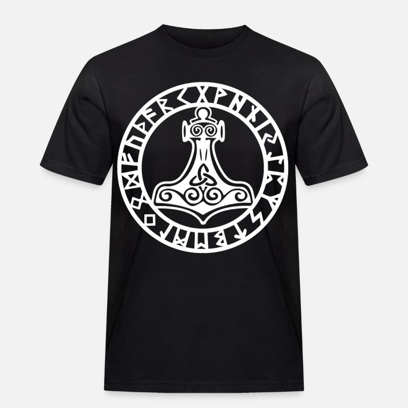 Weißer Wikingerhammer - Männer Workwear T-Shirt - Schwarz