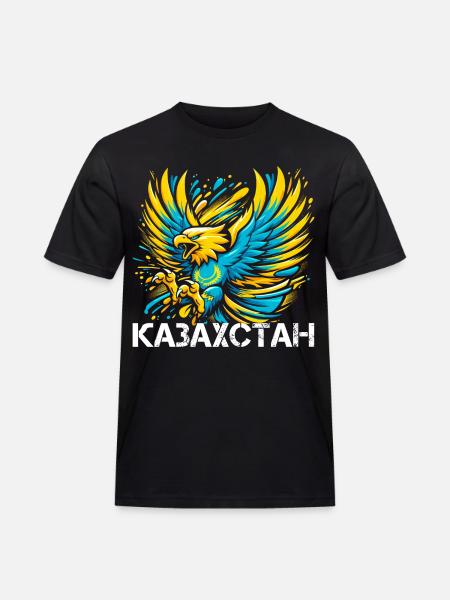 Kasachstan Adler Flagge Fahne kyrillisch Geschenk - Männer Workwear T-Shirt - Schwarz
