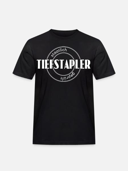 Tiefstapler - Männer Workwear T-Shirt - Schwarz