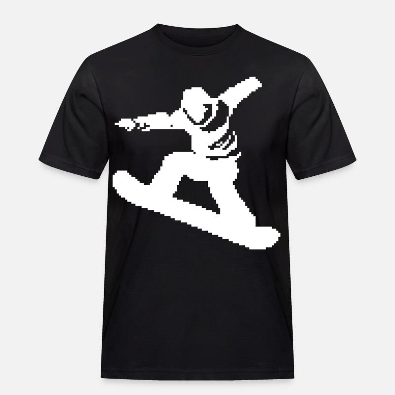 Snowboarder Pixel Grafik - Männer Workwear T-Shirt - Schwarz