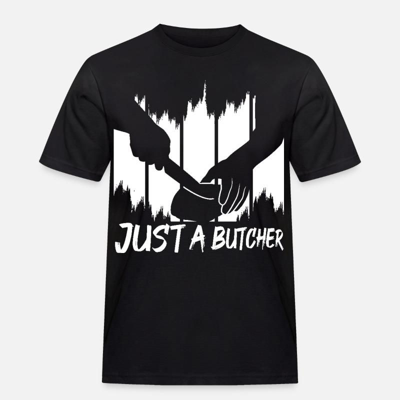 Nur ein Metzger - Männer Workwear T-Shirt - Schwarz
