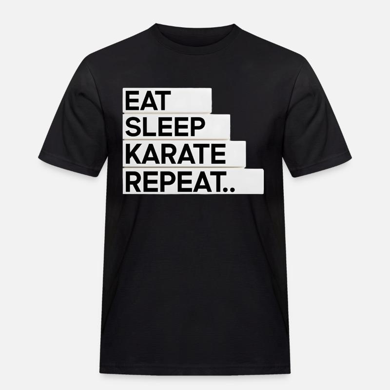 Eat. Sleep. Karate. Repeat... - Männer Workwear T-Shirt - Schwarz