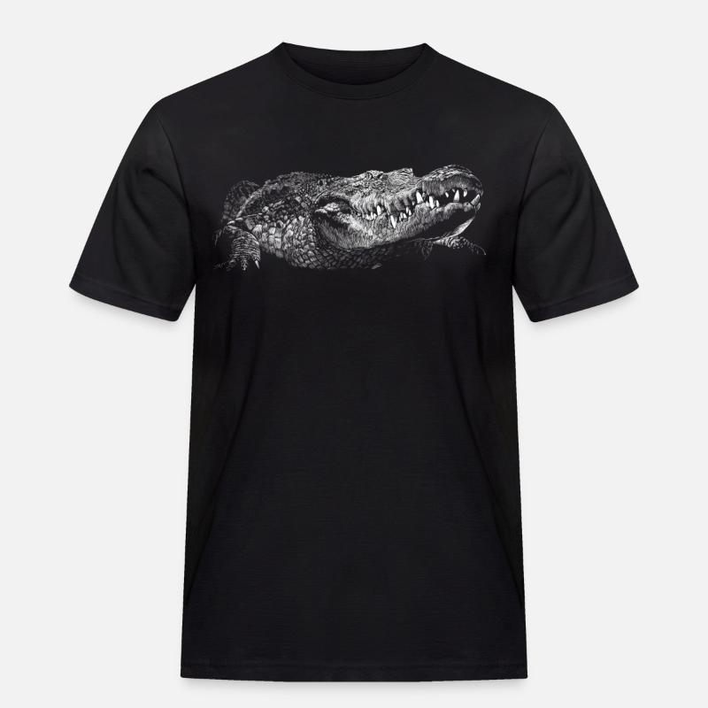 Krokodil - Männer Workwear T-Shirt - Schwarz