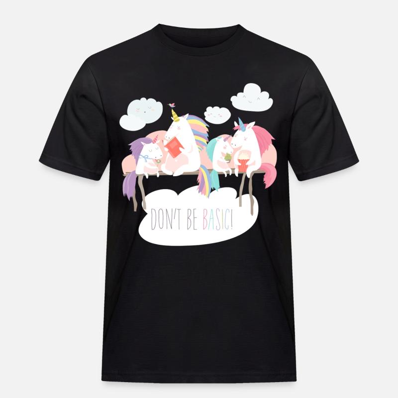 Einhorn don't be basic statement - Männer Workwear T-Shirt - Schwarz