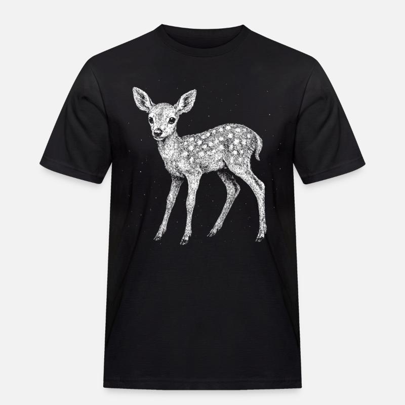 Rehkitz - Männer Workwear T-Shirt - Schwarz